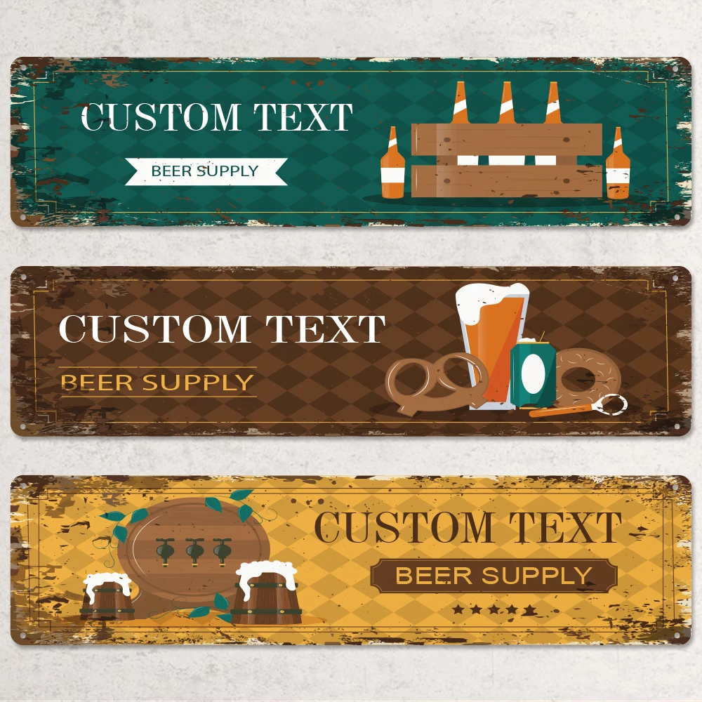 

1pc 3 styles beer supply Customized Name Metal Painting Iron Poster For beer shop or bar Wall Decor