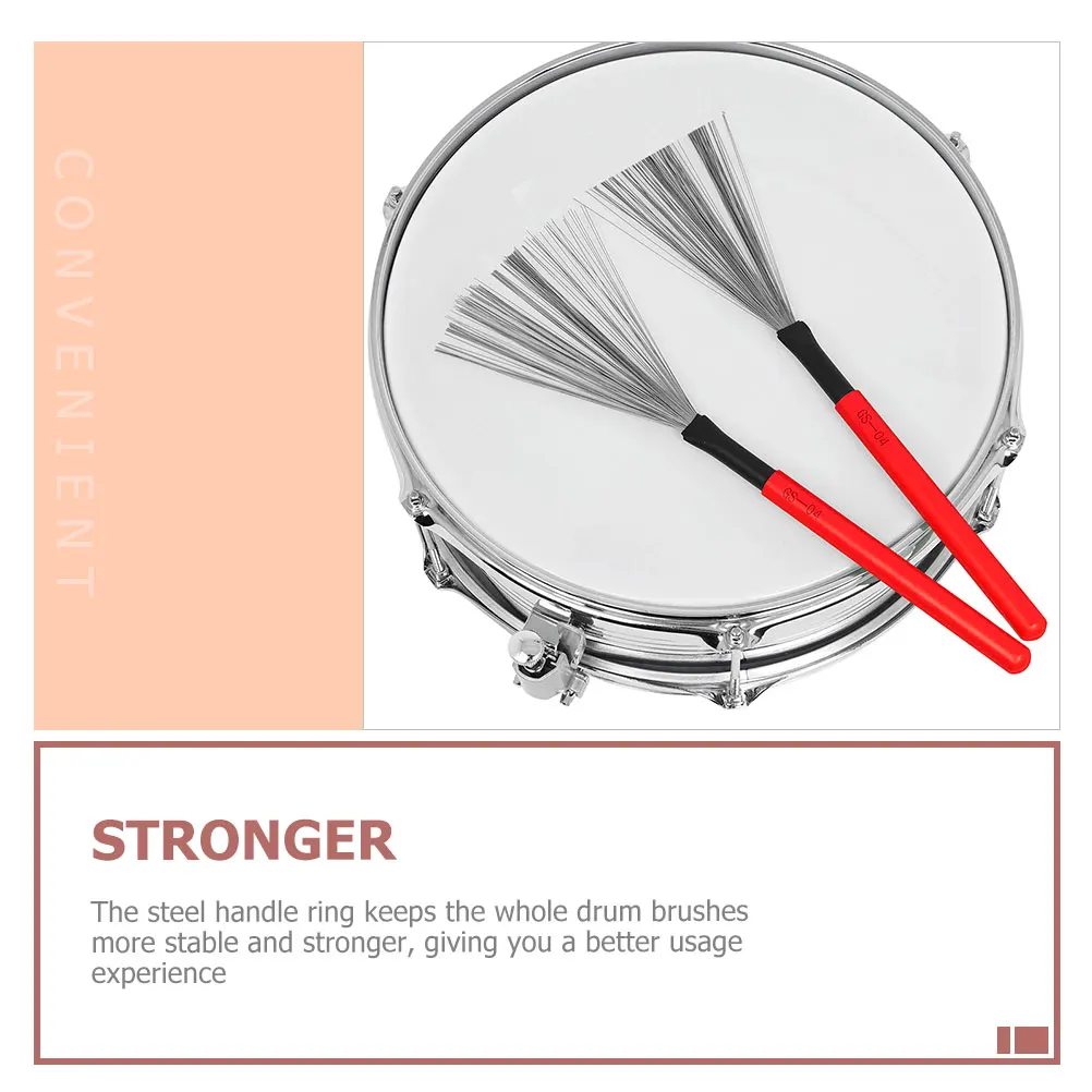 

2pcs Drum Brush Jazz Handle Percussion Accessories Drumming Equipment Wire Brushes Steel Spring Back