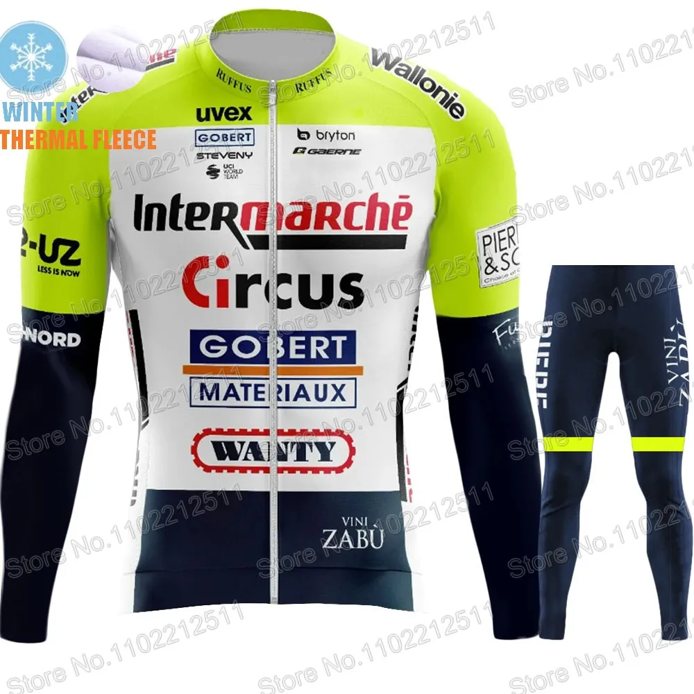 Team Wanty Cycling Jersey 2023 Set Mens Thermal Fleece TDF Long Sleeve Clothing Suit MTB Bike Road Pants Bib Ropa Maillot