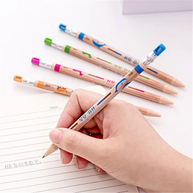 20/40pcs Pencil Cartoon Animal Imitation Wood Automatic Pencil Student School Offices Writing School Supplies For Kids Gift