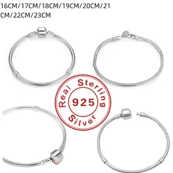 Luxury Handmade Original Fine Jewelry 925 Sterling Silver Charm Bracelet Soft Smooth Snake Bone Bracelets for Women