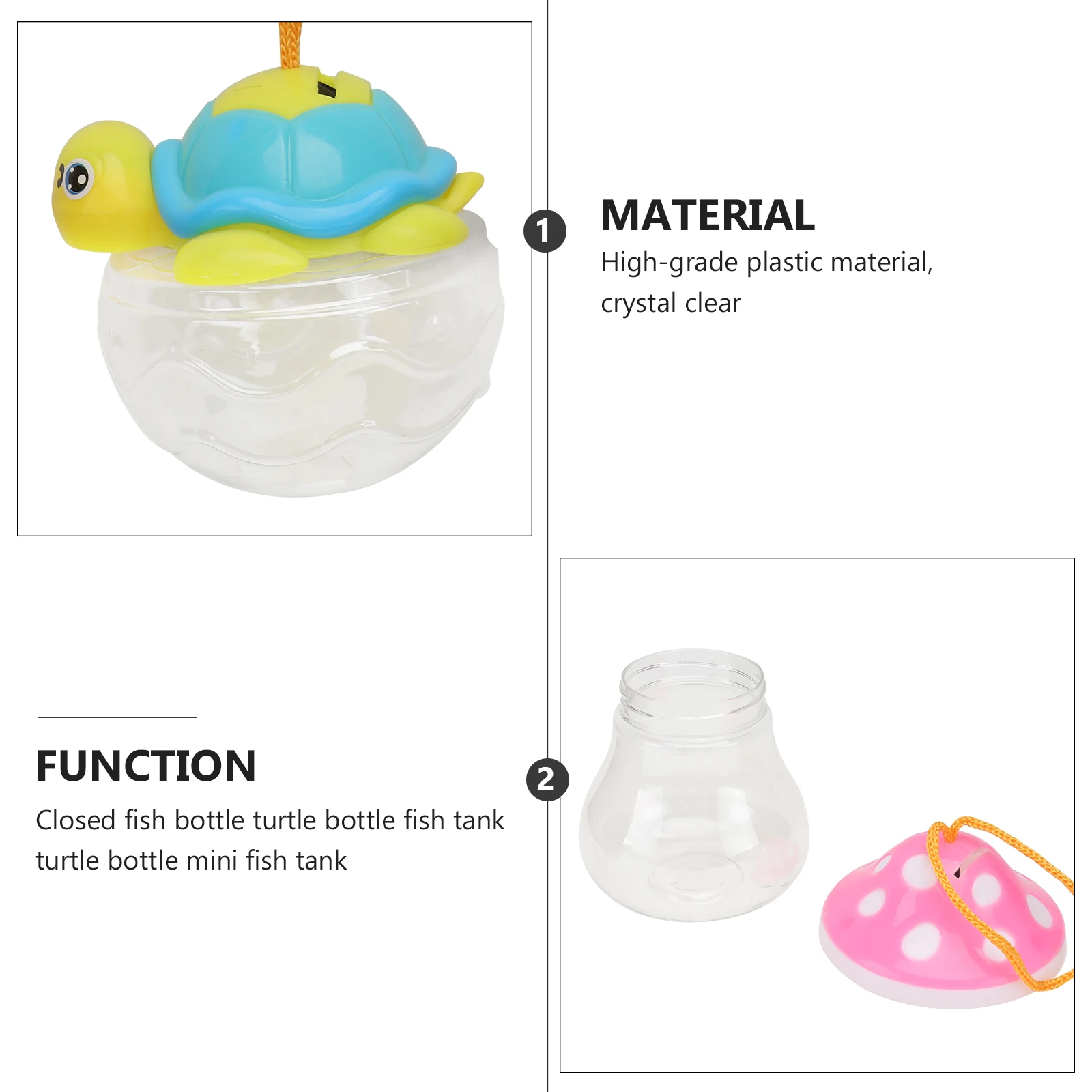 

4pcs Mini Tanks Turtle Feeding Keeper With Cartoon Lids Portable Plastic Bottle Closed Fish Tanks For Small Animals Home