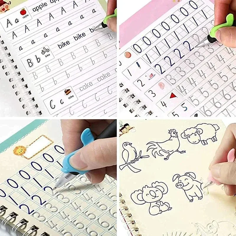 4 Übungssets für französische Kalligraphie, Arbeitsbuch mit Alphabet und Zahlen, Übungsheft für französische Anfänger – Detail 10
