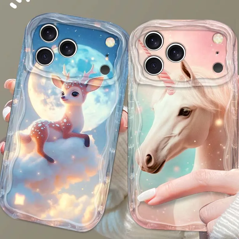 Christmas Deer Horse Popular Phone Case For Apple iPhone 17 16 16E 15 14 13 12 11 XS Air Pro Max Plus Wave Oil Soft Funda