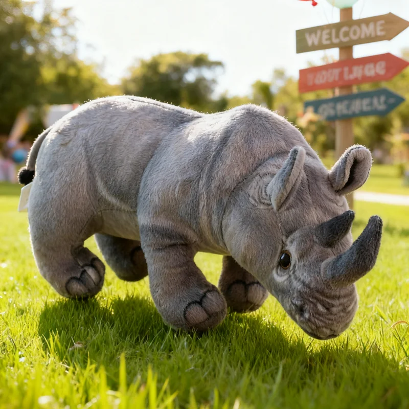 Реалистичные носорог, бегемот, плюшевые игрушки, мягкие реалистичные африканские носороги, дикие животные, куклы, игрушки, Рождественский подарок, декор