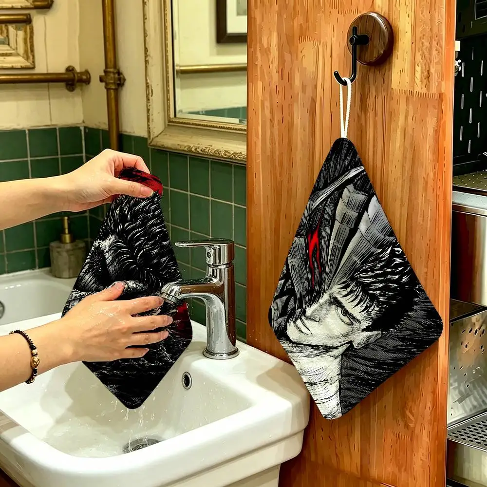 Guts Sword in Berserk Household Hanging Towel, Polyester Cotton Hand Wiping Towel, Sturdy for Bathroom Bedroom