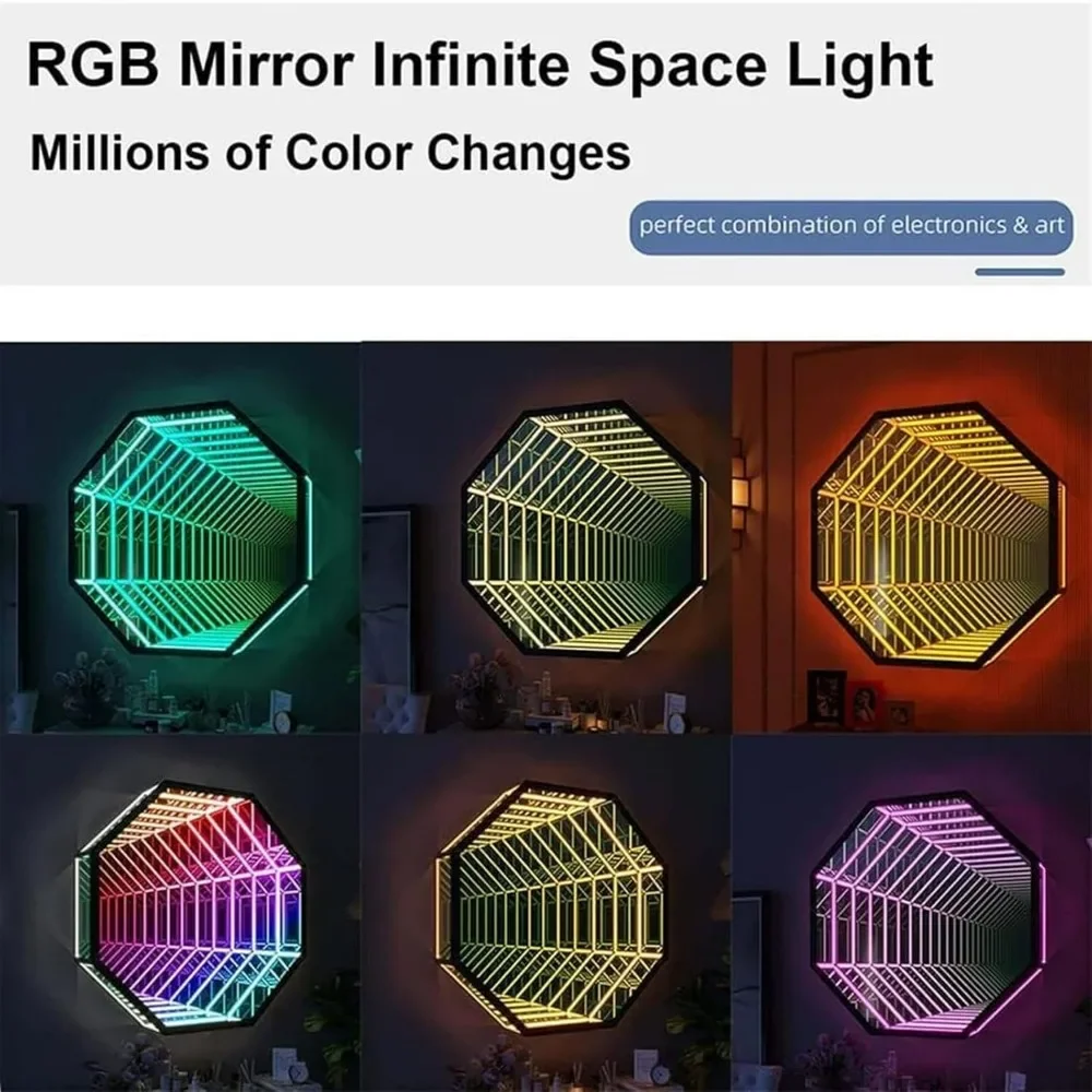 3D Infinity Mirror Tunnel Light,APP Remote Control LED Sensory Infinity Mirror Light, Infinity Light Wall Hanging Lights,30cm