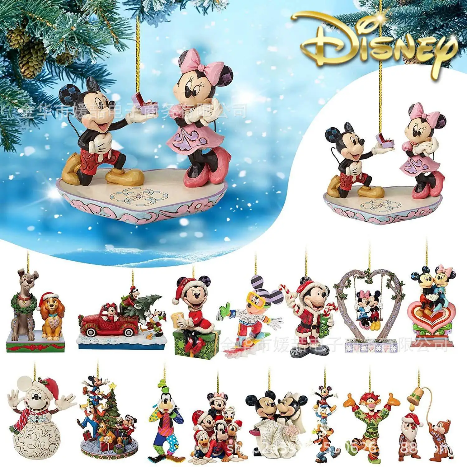 Disney Flat Action Anime Figure Mickey Minnie Mouse Xmas Tree Decoration Hanging Ornament Home Christmas Party Toy Gifts christ