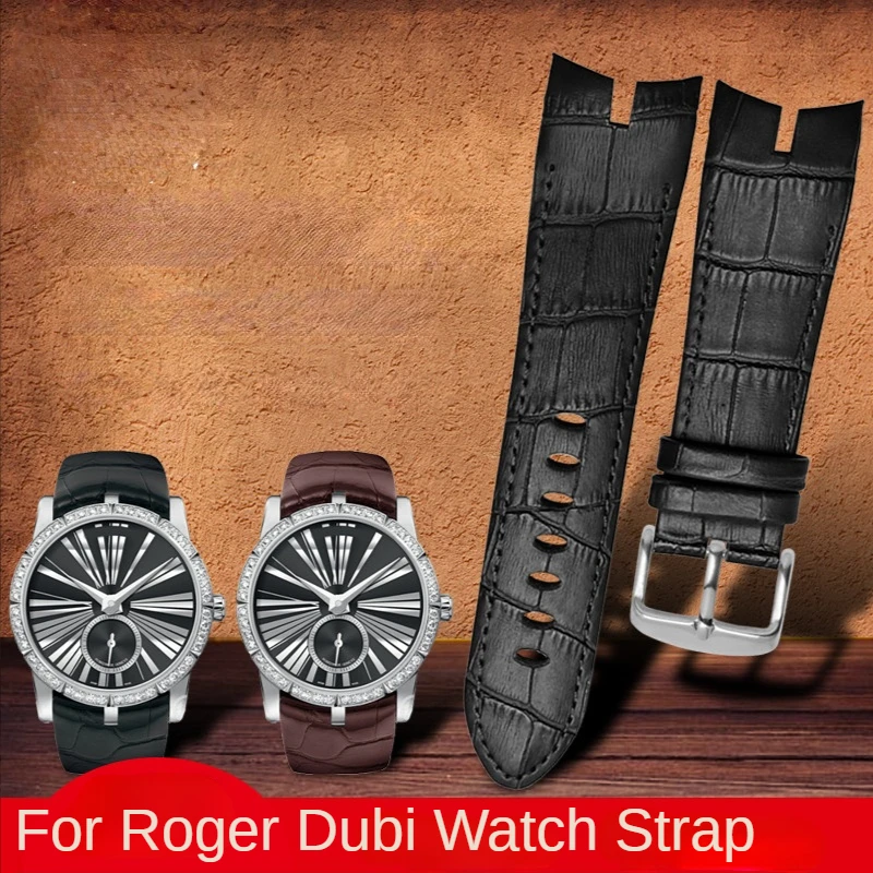 

Ремешок из натуральной кожи для часов серии Roger Dubuis King, мягкий удобный изогнутый вогнутый ремешок для часов, аксессуары для часов 26 мм