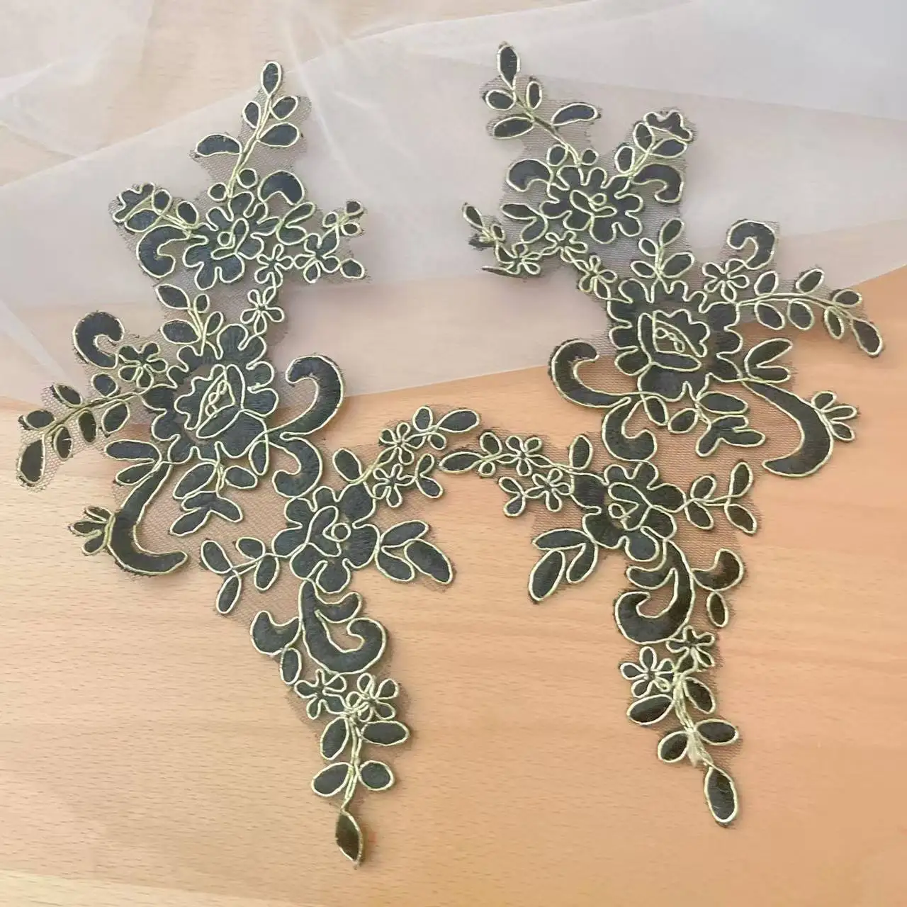10 Pcs Wedding Dress Lace Trim Patch Applique Lace Fabric DIY Bride Hair Accessory White Red Black Sew Decoration RS356