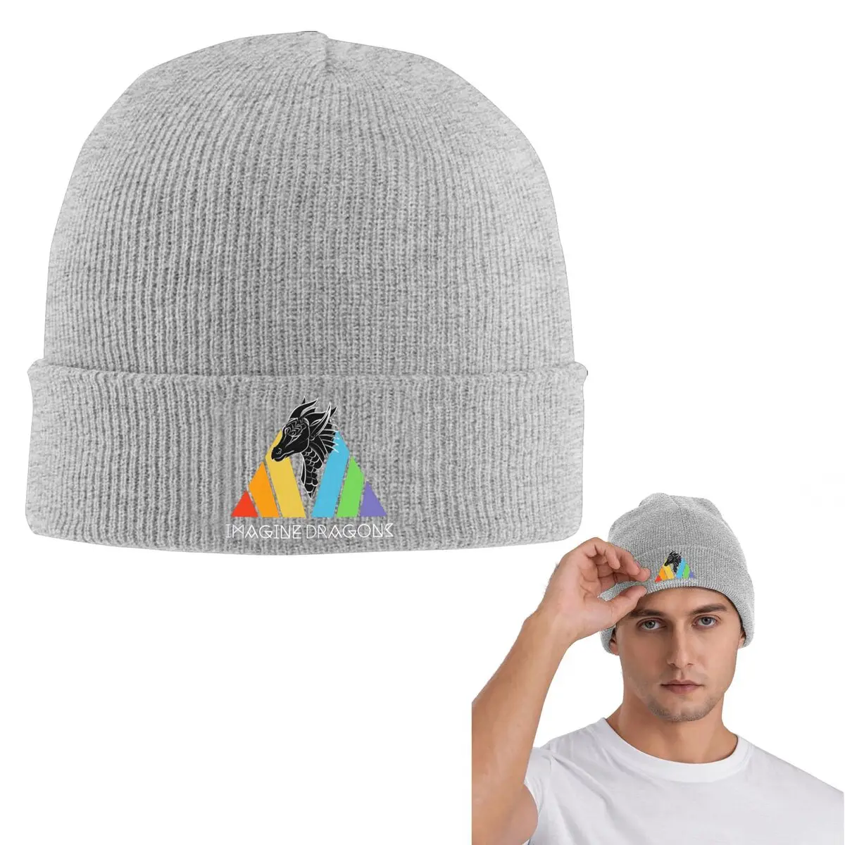 

Теплая вязаная шапка Imagine Dragons в стиле хип-хоп, шапка-капот, осенне-зимняя уличная шапка, шапки для мужчин, женщин и взрослых