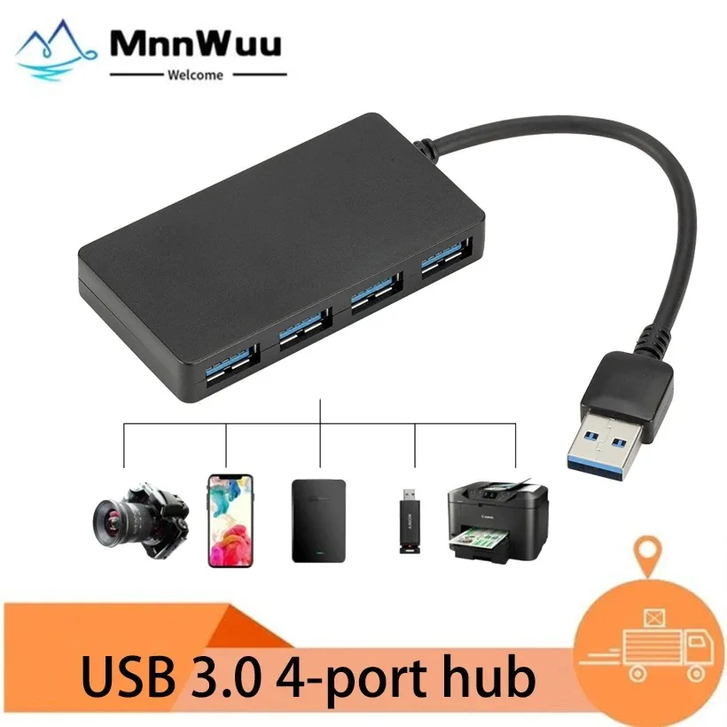 

MnnWuu USB 3.0 HUB Laptop PC High Speed USB 4 Ports HUB Adapter Splitter USB Expander Computer Accessories for MacBook Laptop