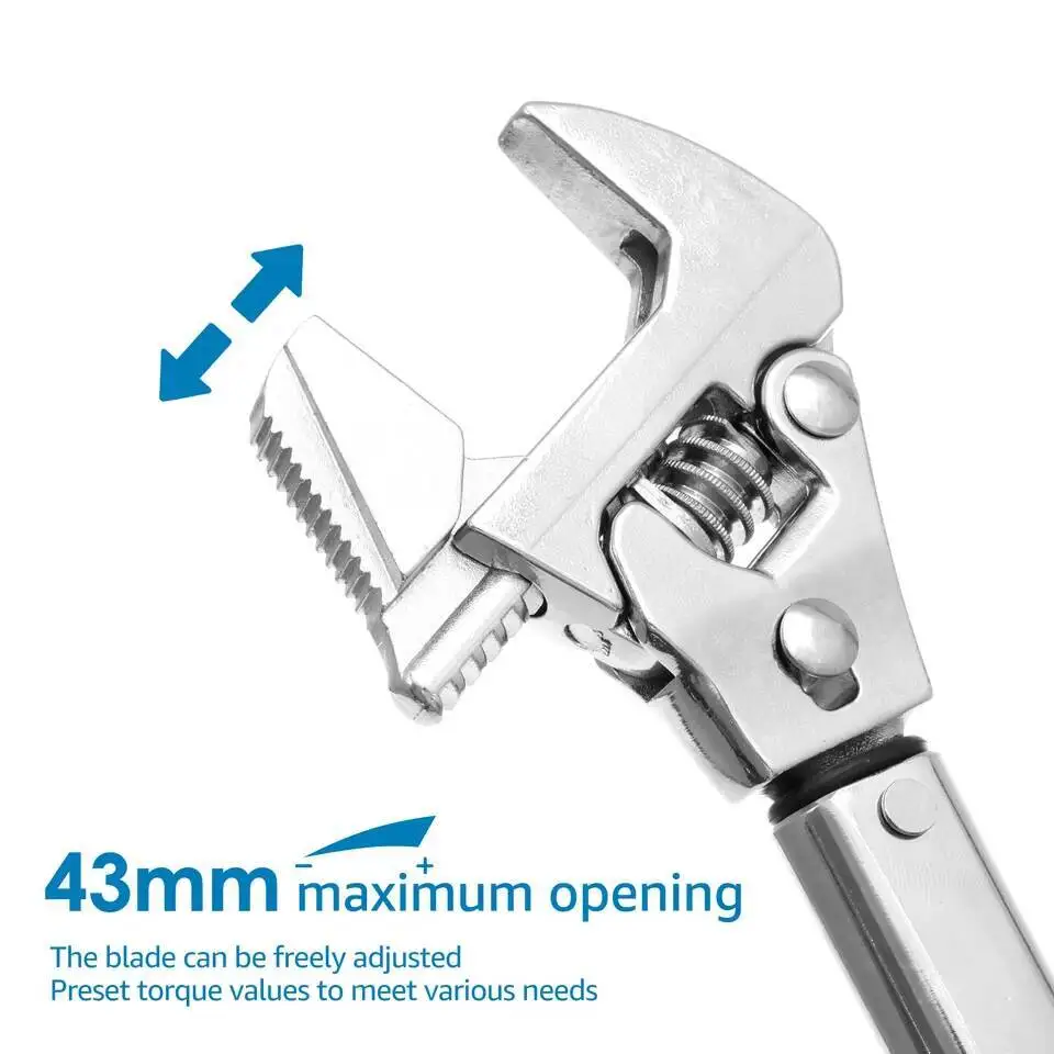 قابل للتعديل 19 إلى 110 نانومتر 43 مللي متر مفتاح ربط مفتوح 4In1 أداة إصلاح سبائك الألومنيوم مفتاح العزم