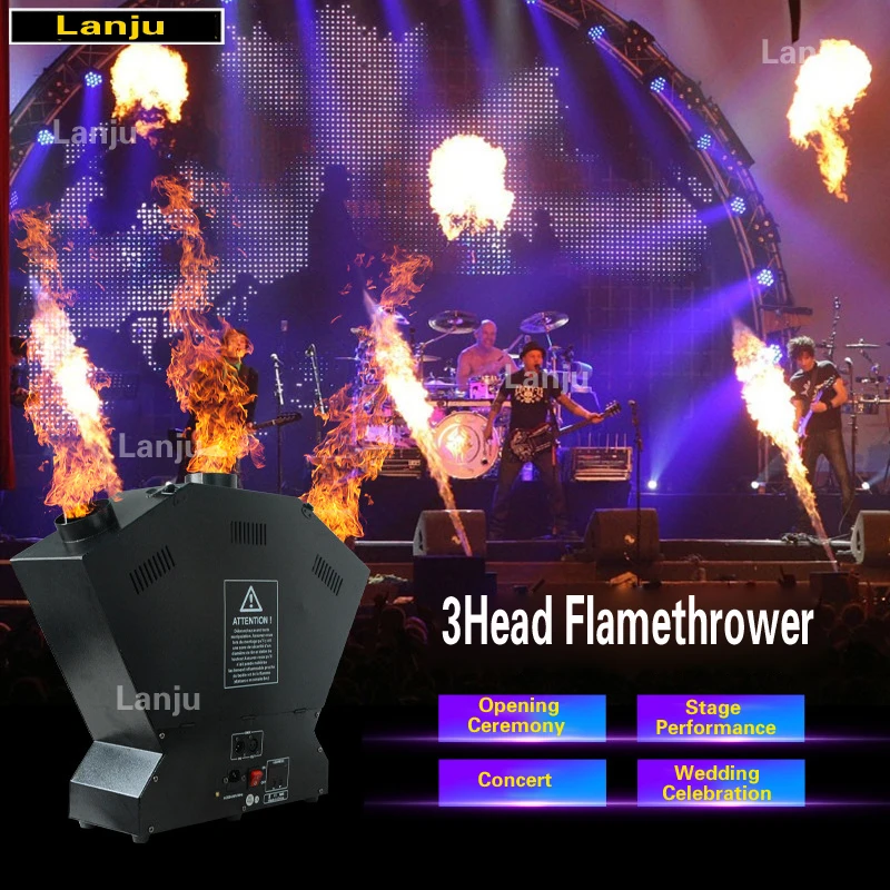 

Professional flamethrower 3 head fan-shaped true flame machine concert bar DJ nightclub wedding party DMX stage atmosphere props