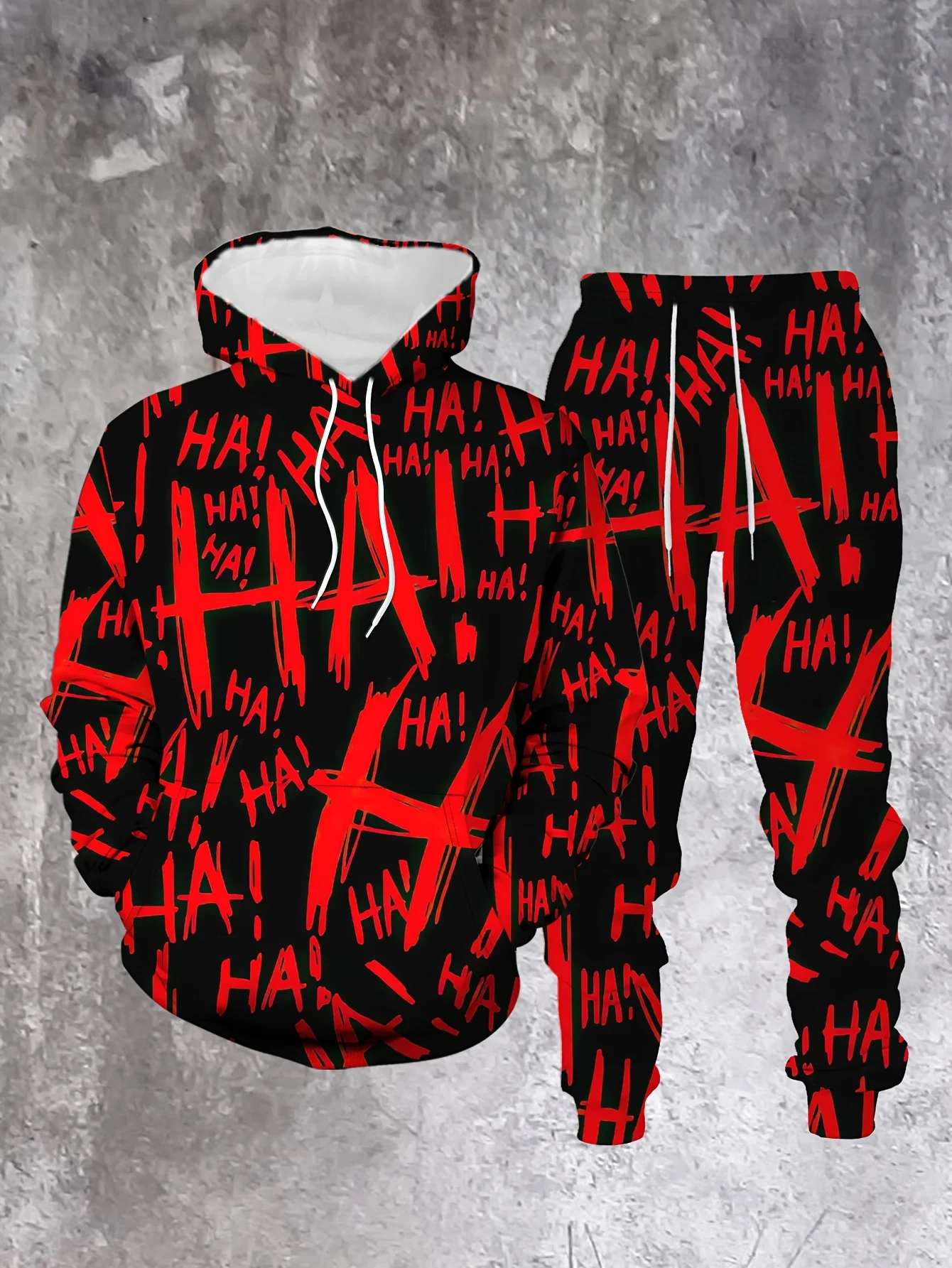 

2025 New Men's 3D Hoodie Set, Red Letter Print, Fashionable and Trendy Casual Style, Daily Wear, Soft Texture, Comfortable Touch