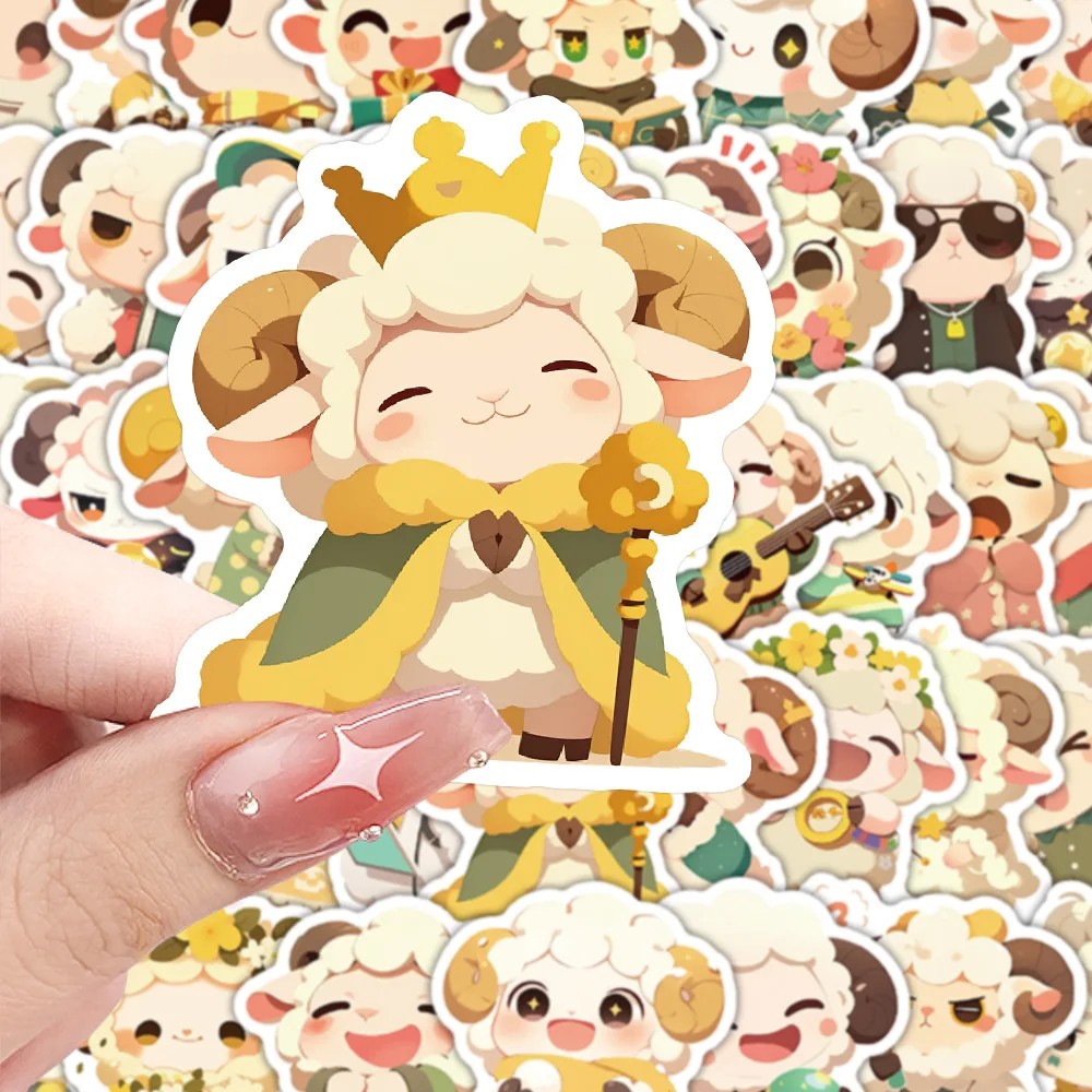 10/54PCS Kawaii Animale Graffiti Adesivi Pecora Meme Decorazione Giocattoli per bambini Valigia Frigo Laptop Telefono Chitarra Bici Decalcomanie