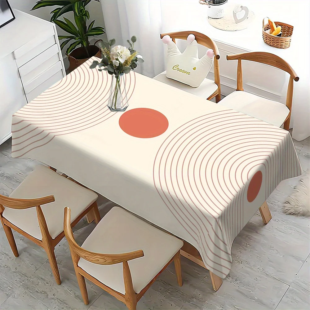 JIT + 1pc polyester tablecloth, modern geometric pattern tablecloth, simple line pattern tableclothzyc