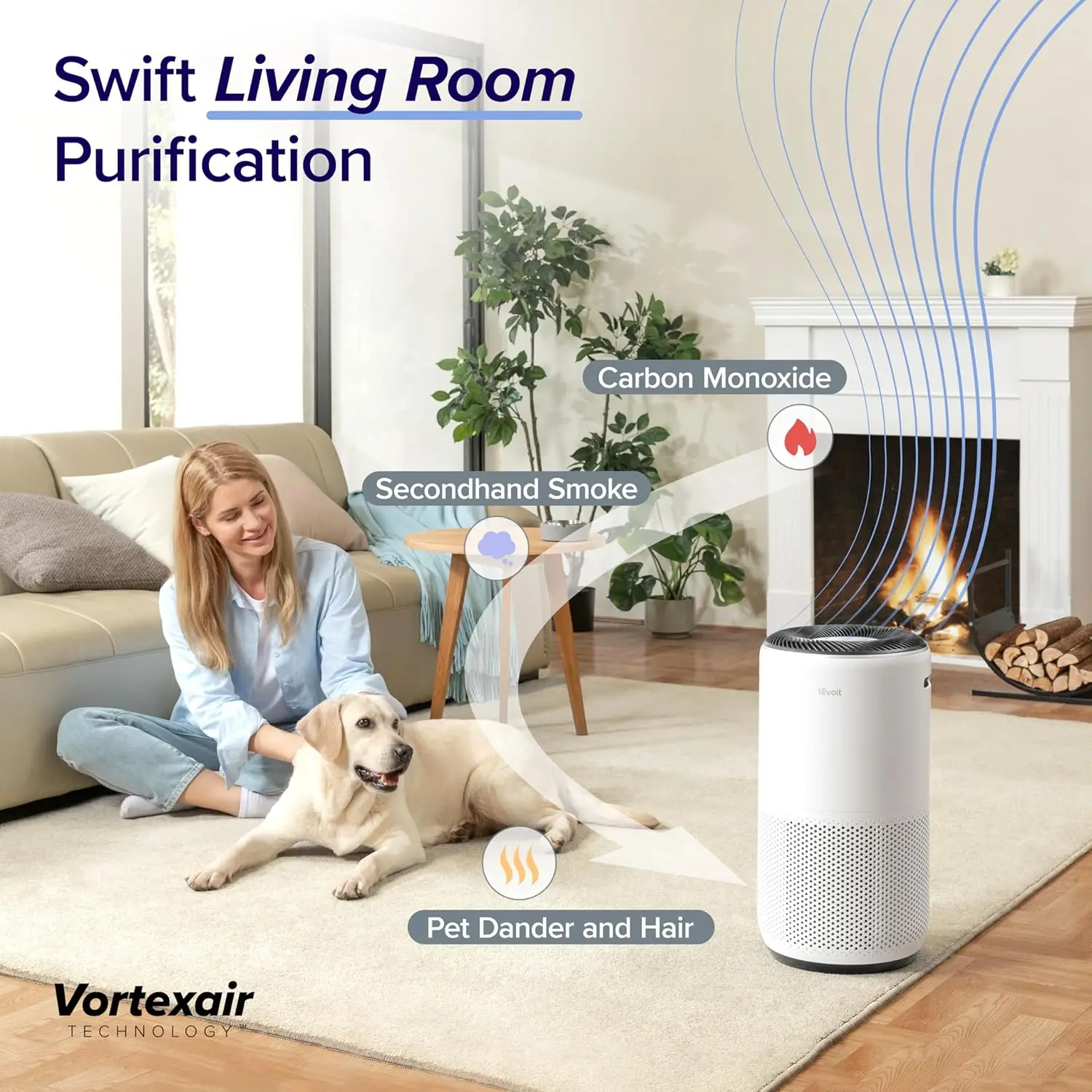 Air Purifiers for Home Large Room Up to 1980 Ft² in 1 Hr With Air Quality Monitor, Smart WiFi and Auto Mode, 3-in-1 Filter