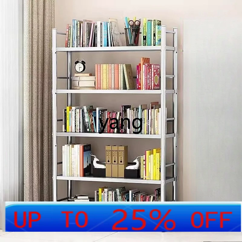 LTT Stainless Steel Bookshelf Multi-layer Simple Modern Floor-standing Home Bookcase Document File Archive Storage Rack