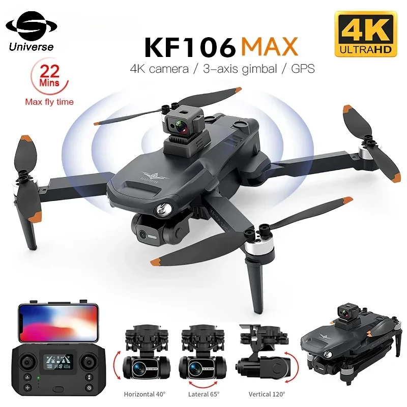 KF106 / KF106 MAX 4K Professional Drone With HD Camera Obstacle Avoidance 3-Axis Gimbal 5G WiFi GPS Brushless Quadcopter RC Dron