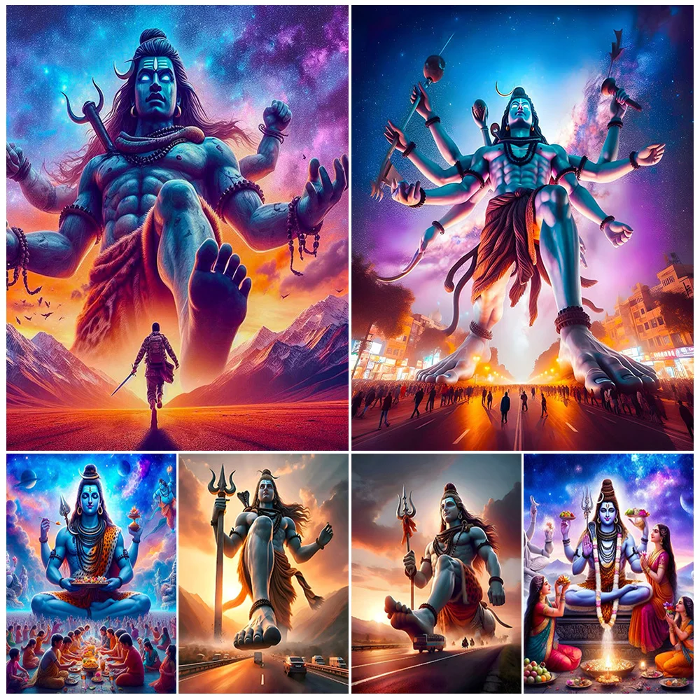 Religion Brahma Vishnu Shiva Posters Wall Pictures For Living Room Decor Poster Wall Art Canvas Painting Unframed