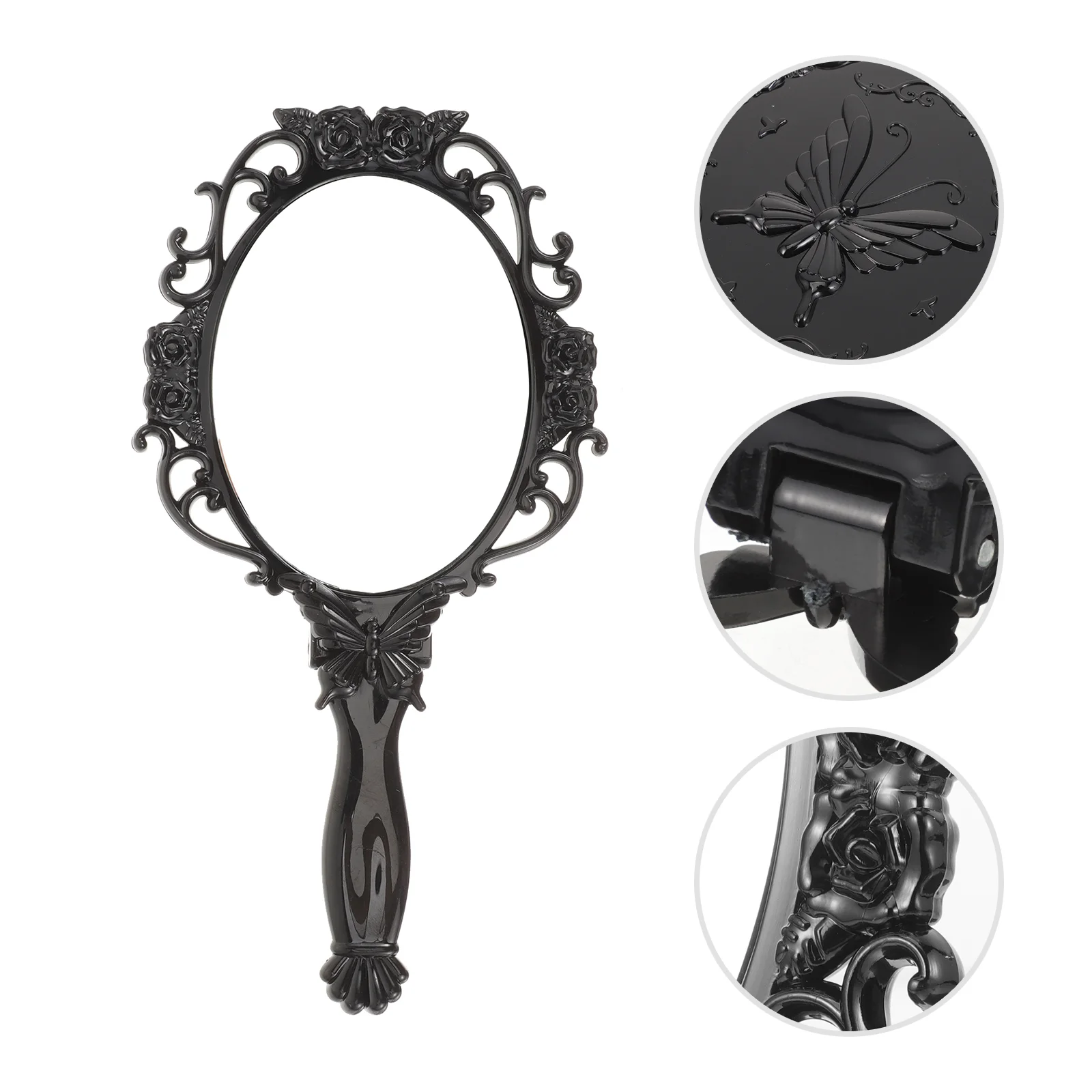 Miroir de maquillage avec poignée pour femme, lumière florale, vanité rétro, voyage, princesse, déterminer