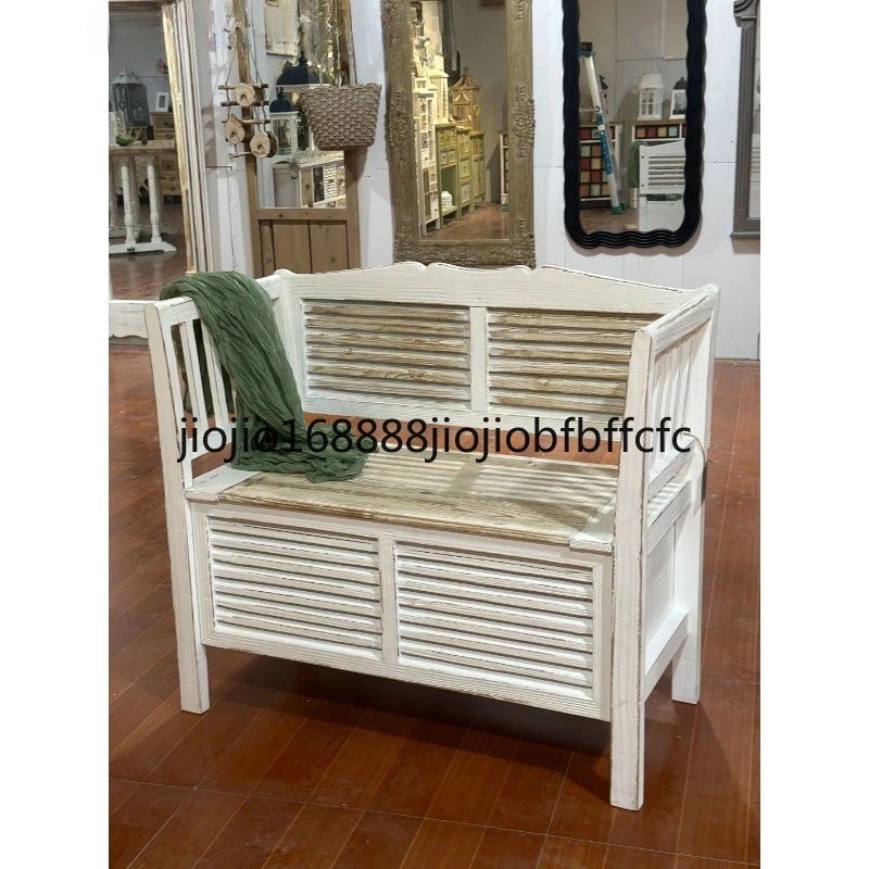 Suitable for foreign trade French countryside style furniture, solid wood retro old flip cover storage, leisure chair