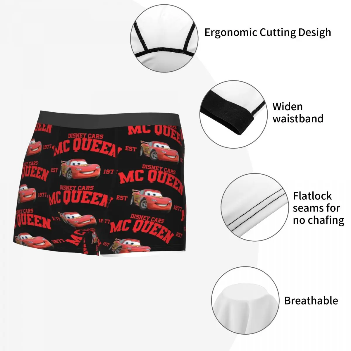 Lightning Mcqueen Est 1977 Cars Men\'s Underwear Boxer Briefs Shorts Panties Humor Polyester Underpants for Male S-XXL