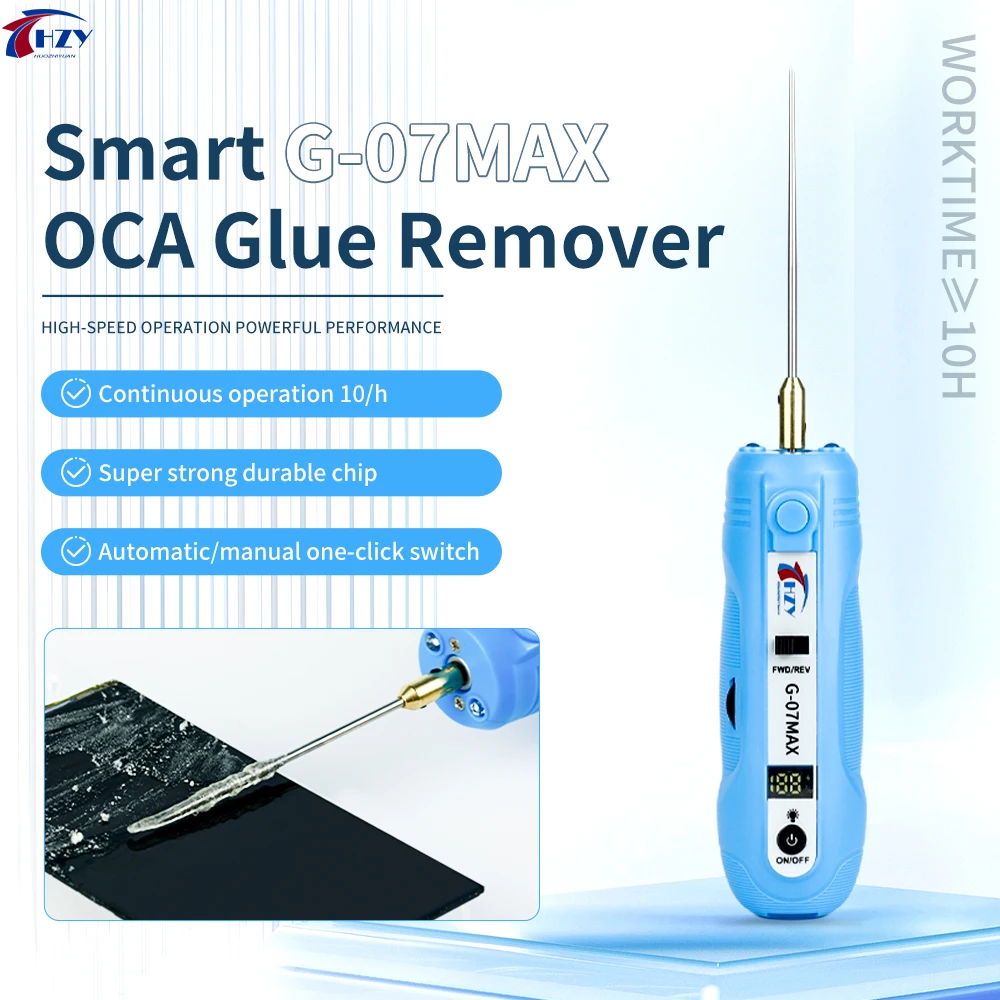 

HZY G-07MAX Electric OCA Glue Remover Tool With Green Dust Display Lamp LED For Screen Remover Glue OCA Polarized Clean Grinder