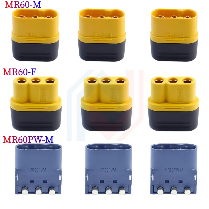MR60 Male-Female Plugs MR60-M MR60-F MR60PW-M Three-Core Connector With Sheath 3.5mm Brass Gold Plated For Lipo ESC RC Model