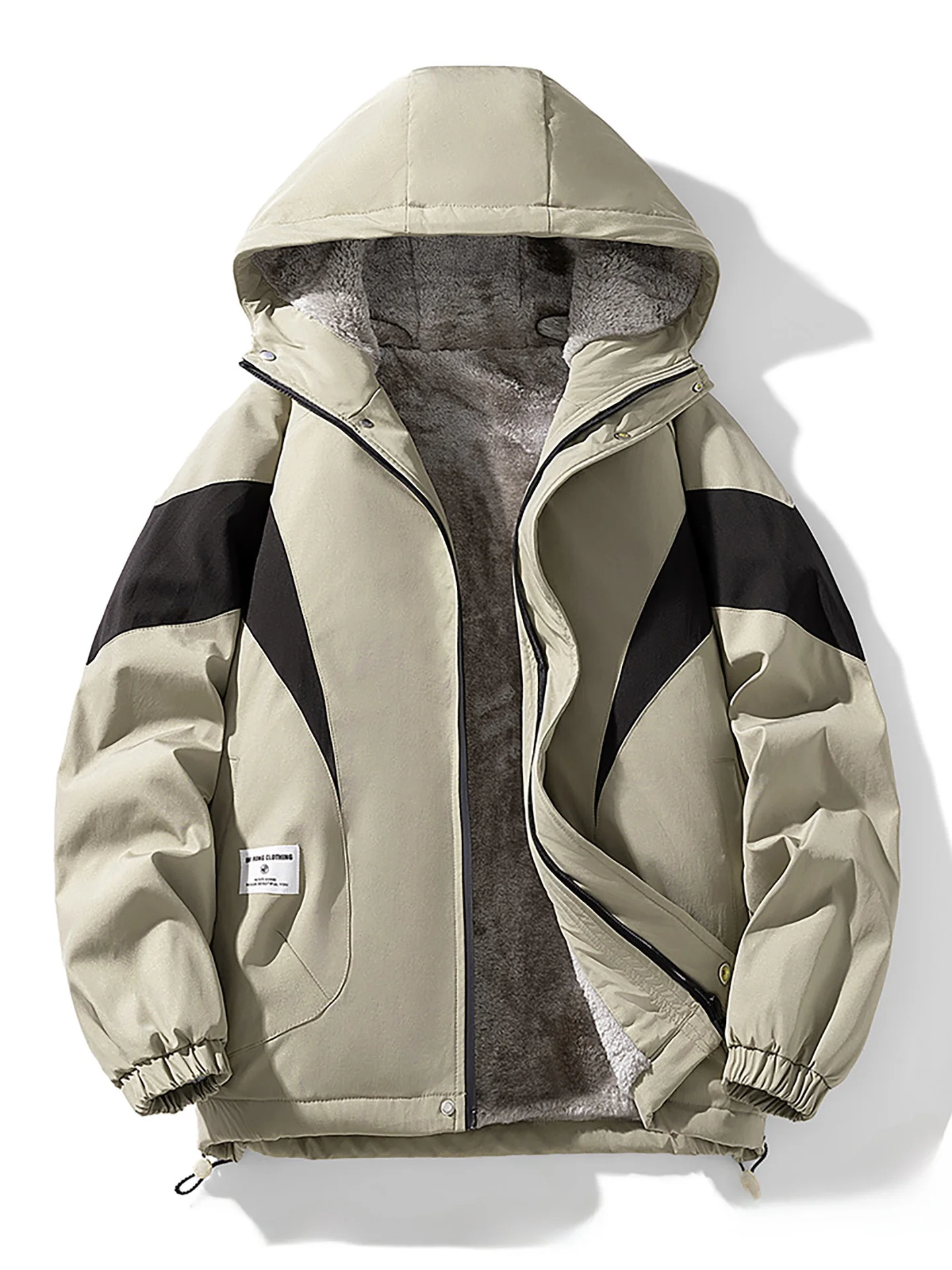 

Thiened Cotton Jaet for Men with Hood Outdoor Casual Loose Warm Zipper Teenage Faion Urban Sle Long Sve Polyester ...