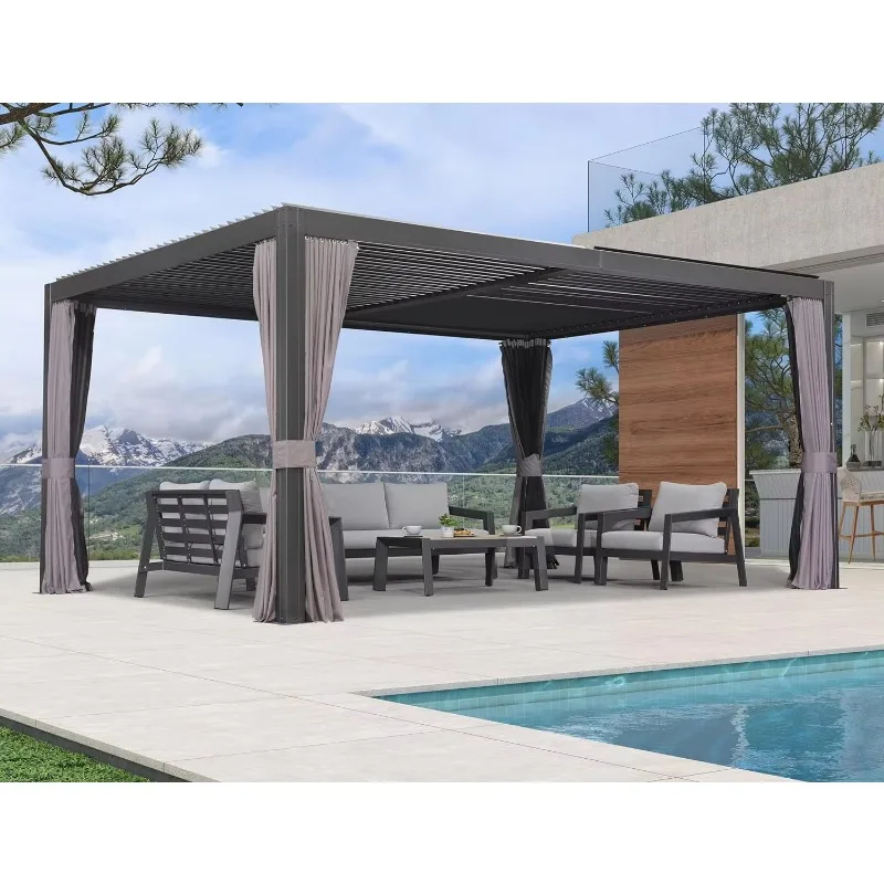 

[Factory Price] Customizedized Aluminum Bioclimatique Waterproof Sun Shade Motorized Sliding Awning Roof Louvered Pergola