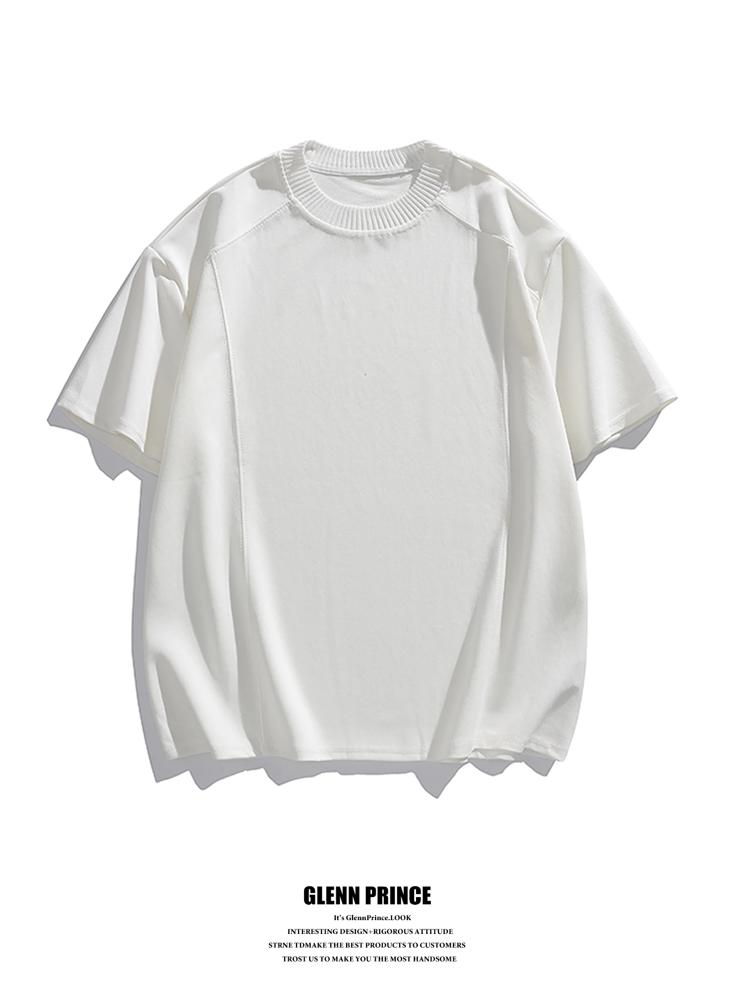 

American Style Cleanfit Deconstructed Ribbed Collar Short Sleeve Men's Summer Versatile Half Sleeve T-shirt Breathable Skin-f...