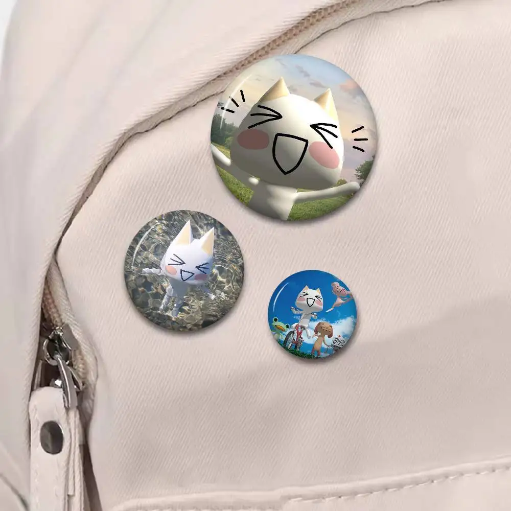 Kawaii Toro Inoue Cat Creative Pins Funny Faces Round Snap-in Brooch Badge Backpack Hat Accessories Jewelry Gifts