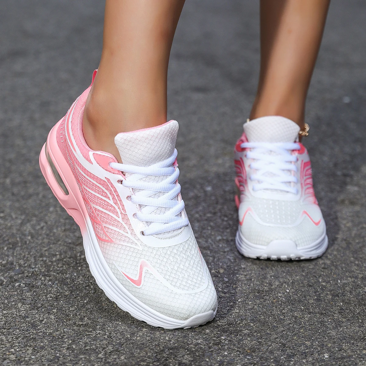 

Women Big Size Autumn New Air Cushion Shoes Mesh Breathable Lightweight Comfortable Sneaker Fashion Casual Sports Large Footwear