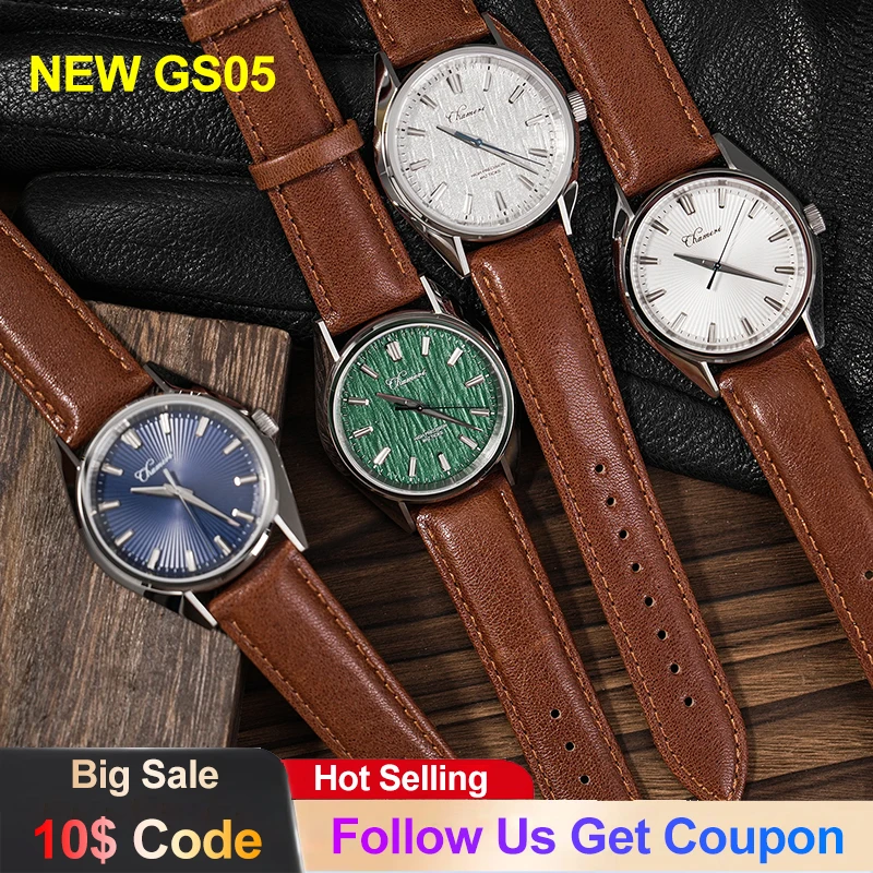 

Новые кварцевые часы Chameri GS05 с механизмом VH31, 40 мм, винтажные, водонепроницаемые до 50 м, с сапфировым стеклом, мужские наручные часы