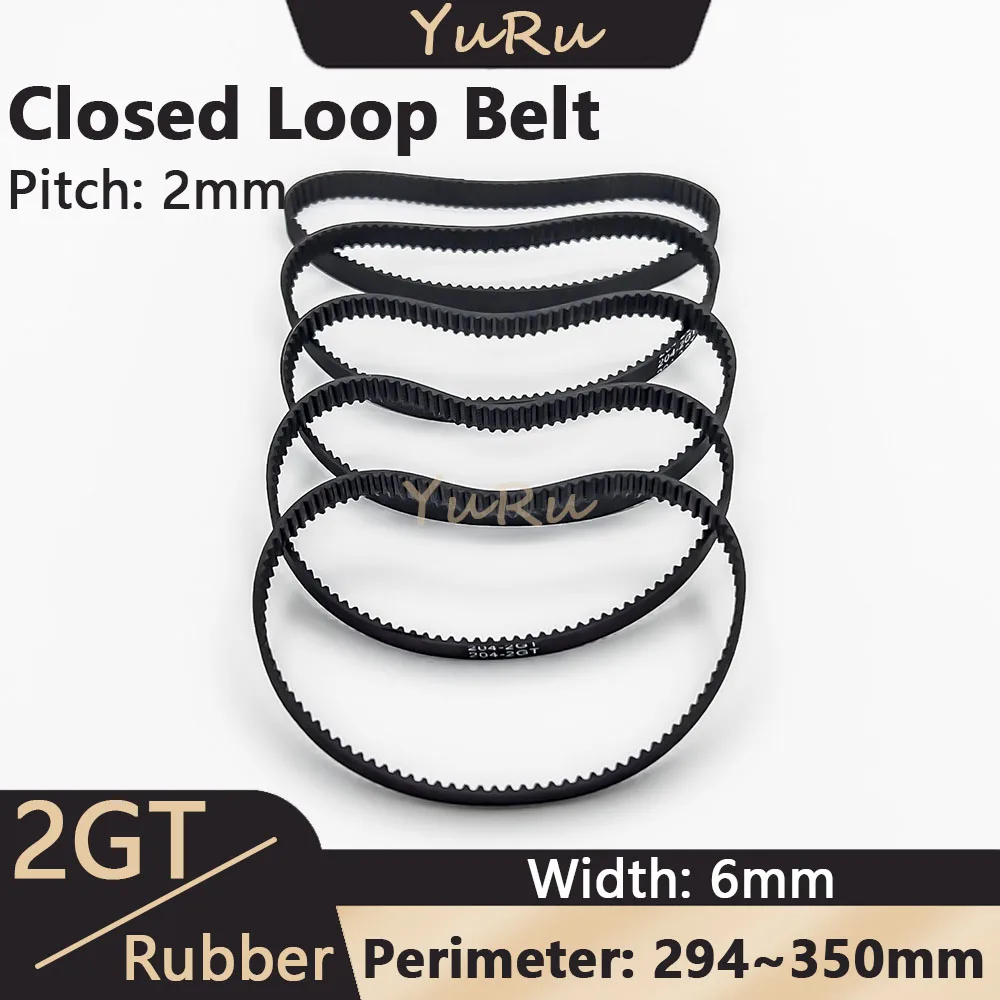 2GT 2MGT Closed Loop Belt Width 6mm Perimeter 294 296 300 302 308 320 330 336 340 348 350mm Rubber Timing Belt Synchronous Belt