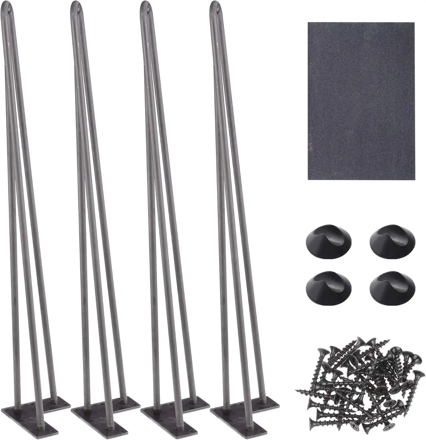 

28"" Heavy Duty Hairpin Table Legs Raw Steel Furniture Leg With Protector Feet Emery Cloth Home Diy For Coffee Table Chair Set