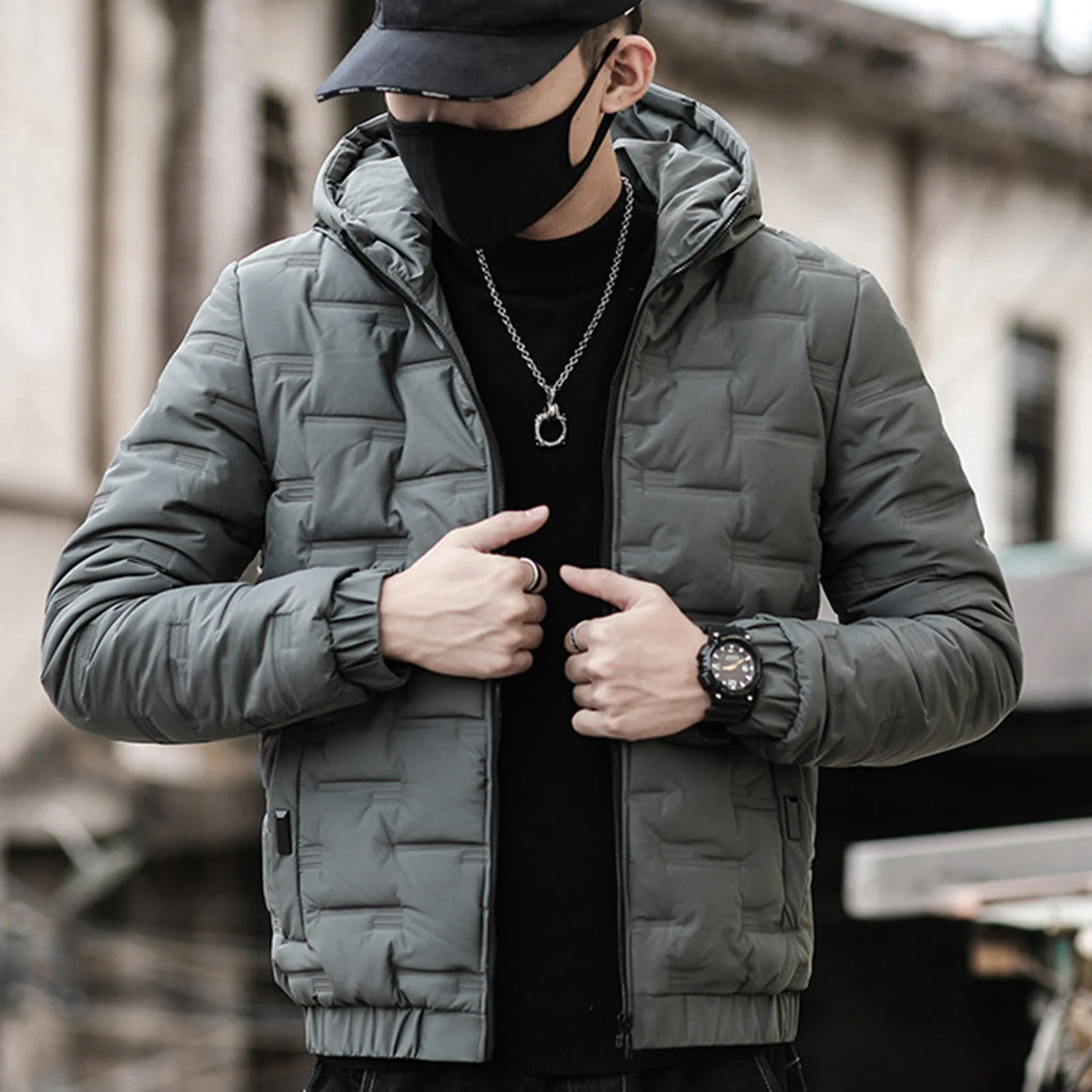 Men Winter Cotton Padded Jacket Large Size Hooded Thickened Warm Jackets for Winter Vacations Outfit