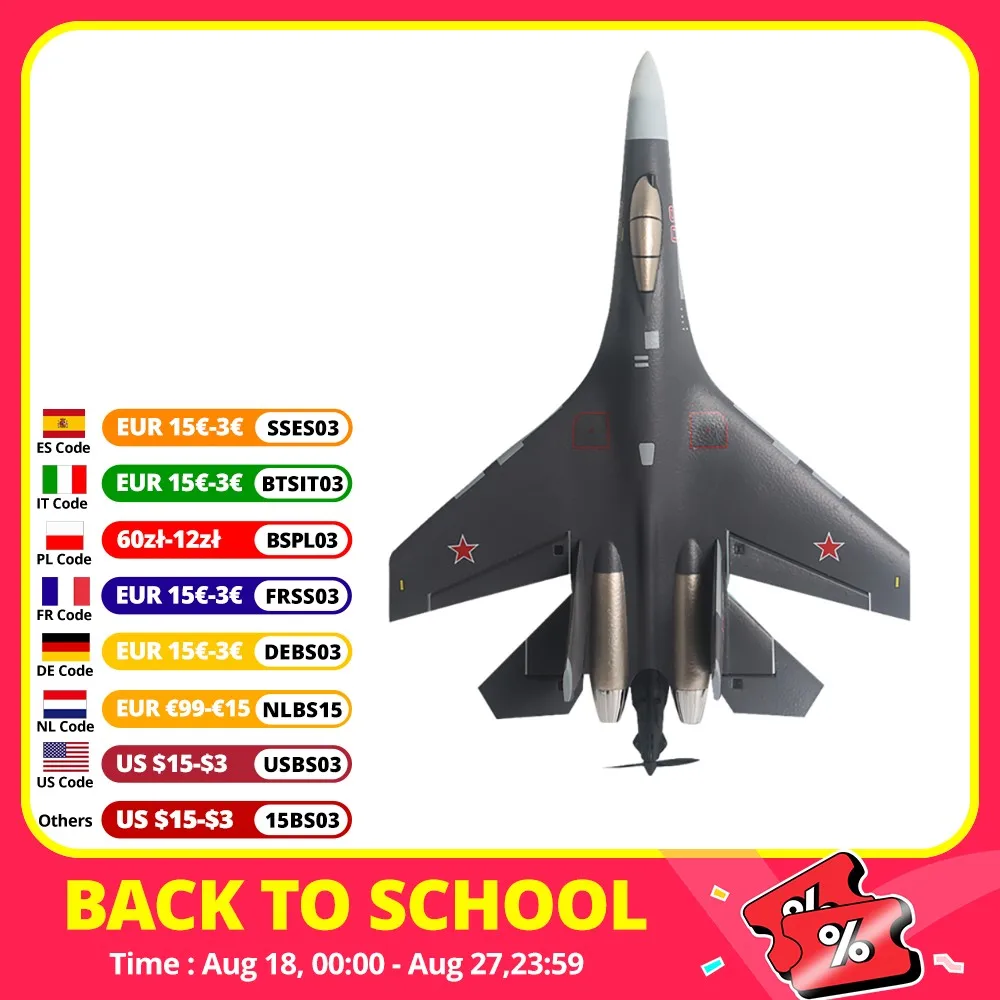 

Upgraded QF009 SU-35 Fighter 375mm Wingspan 2.4GHz 4CH 3D/6D Switchable 6-Axis Gyro EPP RC Airplane Fixed Wing Glider RTF
