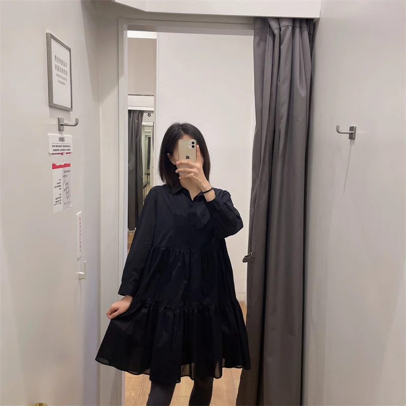 تنورة ربيعية من القطن بطبقات سبعة Sve Dr Cake على شكل حرف A Dr FX44504 للسيدات من Faion Commute Sle Long Sve...