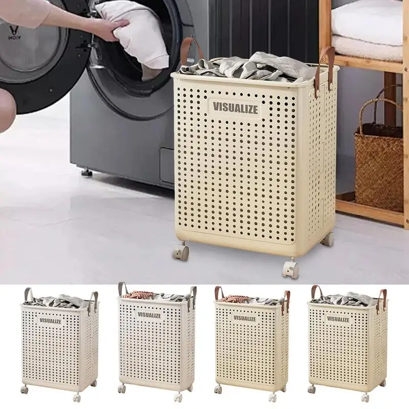 

Laundry Basket with Wheels Large Capacity Yoga Mat Storage Basket Multifunctional Foldable Waterproof Dirty Clothes Storage Bag