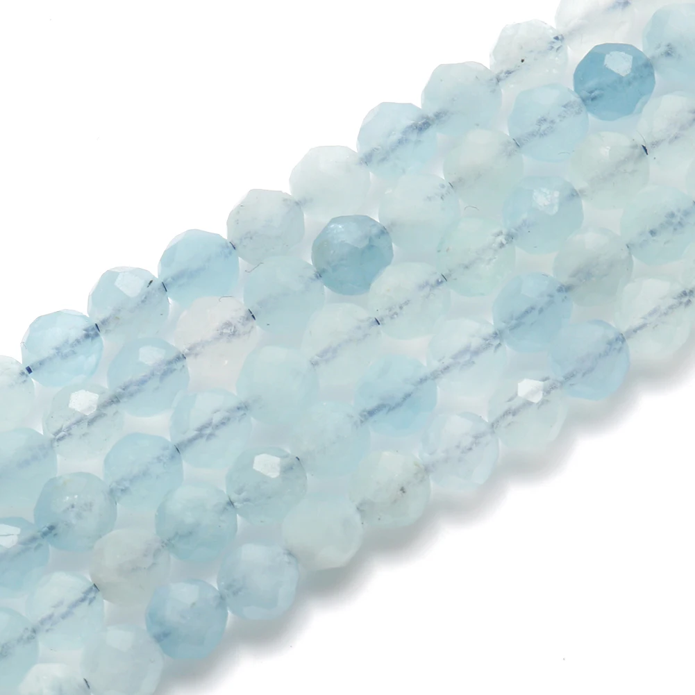 AA Natural Faceted Blue Aquamarines Stone Bead Tiny Loose Gem Beads for Jewelry Making DIY Bracelet Earrings Accessories 2 3 4mm