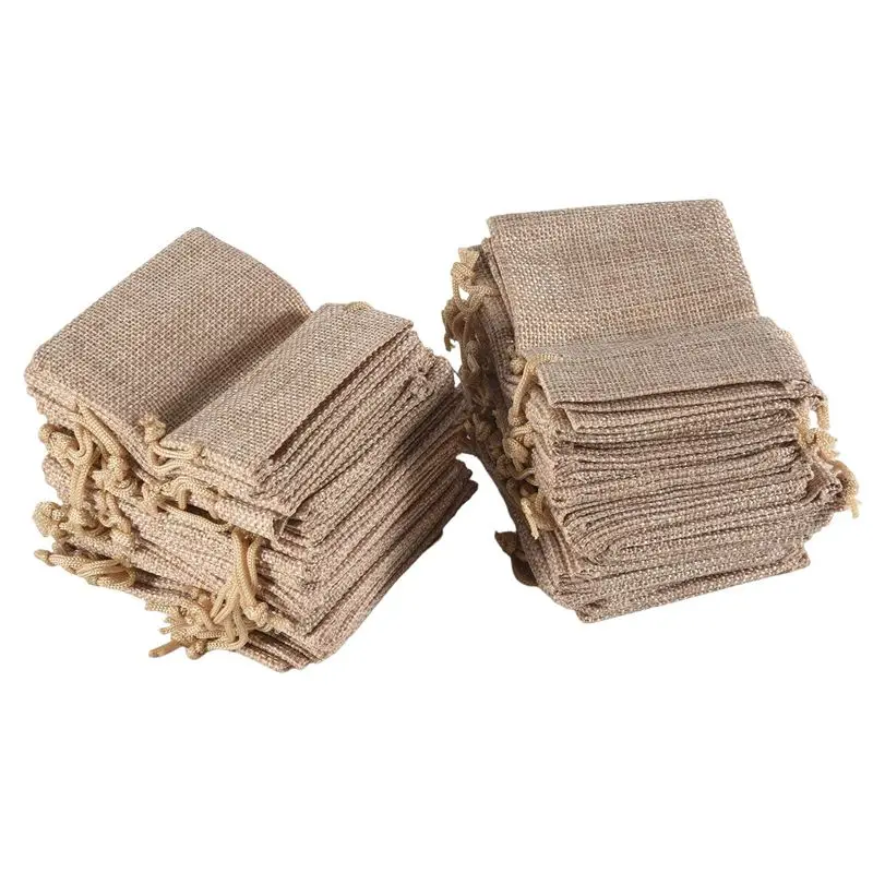 

A76X-Small Burlap Bags With Drawstring,3X4inch Gift Little Burlap Drawstring Bags,Reusable To Store Tea Sachet Bags