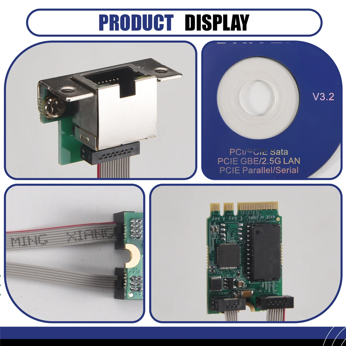 #368V M.2 A+E 2.2G Ethernet Adapter 2.2G/6G/688M Multi-Gigabit M.2 Network Card 8622B COM (green)