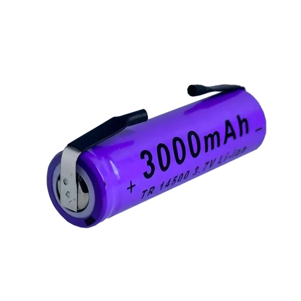 3.7V 14500 3000mAh Li-ion Battery ICR14500 Welded Joint Rechargeable Lithium Batteries for Led Flashlight Headlight AA Battery