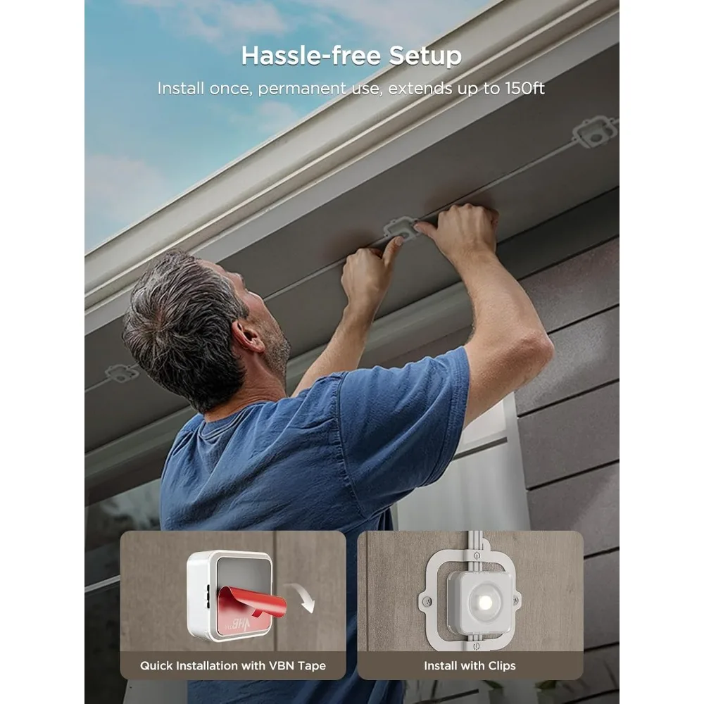 مصابيح LED خارجية مقاومة للماء بطول 150 قدمًا من Govee مع 108 مصباح LED، 100 وضع للمشهد، ضوء أبيض 40 لومن #6