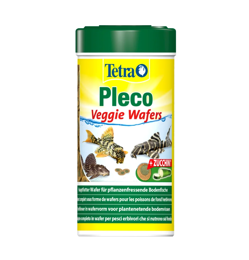 Tetra Pleco Veggie Wafers Alimento Premium para Peces de Fondo con Calabacín y Fibras Esenciales 110g