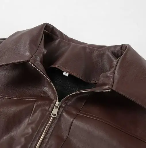 Women's Jacket 2025 Spring Autumn New Solid Color Pilot Jacket Retro Leather Turn-Down Collar Long Sleeve Casual Zipper Jacket