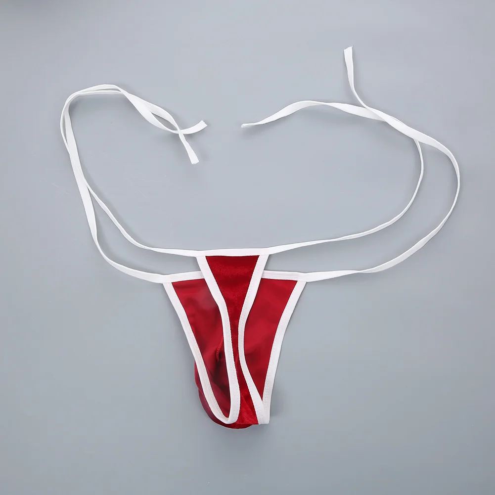 عيد الميلاد أزياء الرجال المثيرة سراويل ثونغ g-سلسلة قابل للتعديل جلد متابعة الملابس الداخلية الناعمة رجل مثير ملخصات Tanga #1